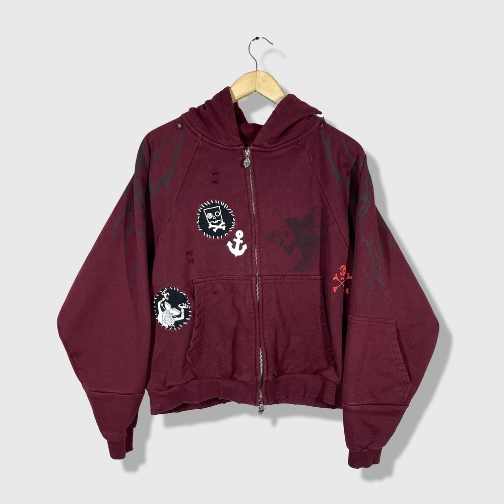 Civil Regime Spongebob Squarepants Zip Hoodie Mens Medium Maroon Streetwear Goth